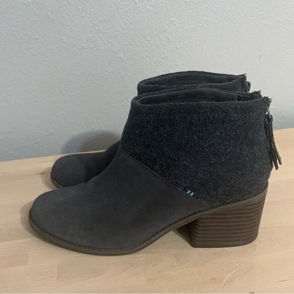 TOMS Womens Lacy Ankle Boot - Forged Iron Suede Booties Size 7 - Picture 5 of 9
